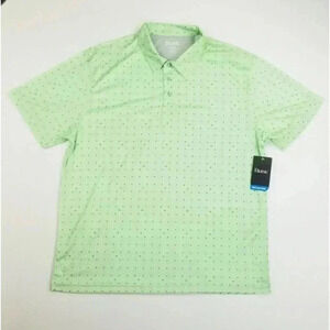 Etonic Size Medium Men's Light Lime Green Pattern Short Sleeve Golf Polo Shirt